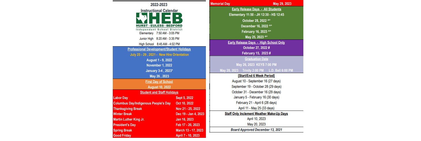 District School Academic Calendar Key for Bell H S