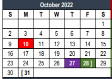 District School Academic Calendar for South Euless Elementary for October 2022