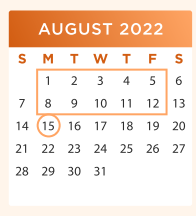 District School Academic Calendar for Williamson County Academy for August 2022