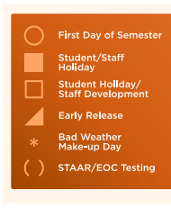 District School Academic Calendar Legend for Hutto Middle School