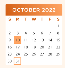 District School Academic Calendar for Williamson County Academy for October 2022