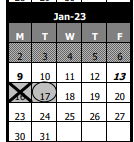 District School Academic Calendar for Thayer J Hill Middle School for January 2023