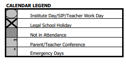 District School Academic Calendar Legend for Francis Granger Middle School