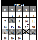 District School Academic Calendar for Oliver Julian Kendall Elem School for November 2022