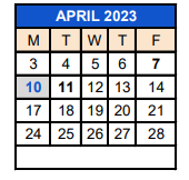 District School Academic Calendar for 287 Alc Part Time for April 2023