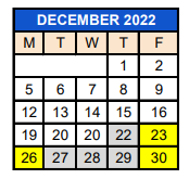 District School Academic Calendar for Safe - Bren Road for December 2022