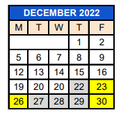 District School Academic Calendar for 279 Crest View Ts for December 2022