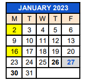 District School Academic Calendar for 272 Eden Lake El Ts for January 2023
