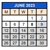 District School Academic Calendar for 281 Winnetka Learning Center Is for June 2023