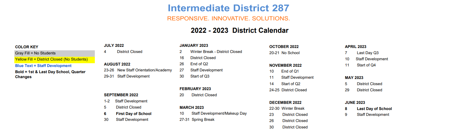 District School Academic Calendar Key for Alc Brooklyn Center HS - Is