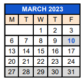 District School Academic Calendar for 279 Crest View Ts for March 2023