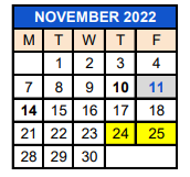 District School Academic Calendar for 281 Robbinsdale Tasc Alc for November 2022