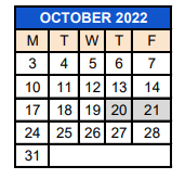 District School Academic Calendar for 271 Washburn El Ts for October 2022