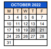 District School Academic Calendar for 271 Valley View Middle Ts for October 2022