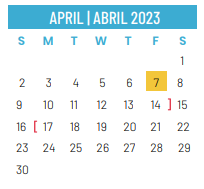 District School Academic Calendar for Lee Elementary for April 2023