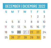 District School Academic Calendar for Union Bower Center For Learning for December 2022