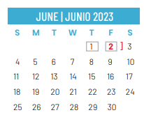 District School Academic Calendar for Union Bower Center For Learning for June 2023