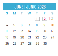 District School Academic Calendar for Crockett Middle for June 2023