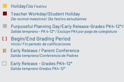 District School Academic Calendar Legend for Good Elementary
