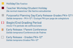 District School Academic Calendar Legend for Union Bower Center For Learning