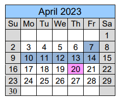 District School Academic Calendar for Hollywood Elementary School for April 2023