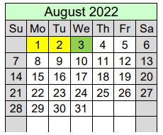 District School Academic Calendar for Stevenson Elementary School for August 2022