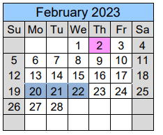 District School Academic Calendar for Regional Evening Alternative School for February 2023