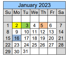 District School Academic Calendar for Skyline High School for January 2023