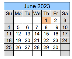 District School Academic Calendar for Jackson County Middle School for June 2023
