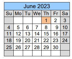 District School Academic Calendar for South Jackson Elementary School for June 2023