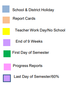 District School Academic Calendar Legend for North Jackson High School