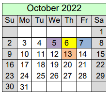 District School Academic Calendar for South Jackson Elementary School for October 2022