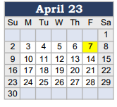 District School Academic Calendar for Joe Wright Elementary for April 2023