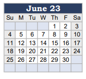 District School Academic Calendar for East Side Elementary for June 2023