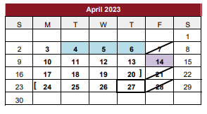 District School Academic Calendar for Stars (southeast Texas Academic Re for April 2023