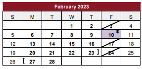 District School Academic Calendar for J H Rowe Intermediate for February 2023