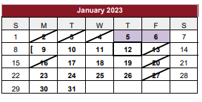 District School Academic Calendar for Jean C Few Primary School for January 2023