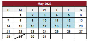 District School Academic Calendar for Jean C Few Primary School for May 2023
