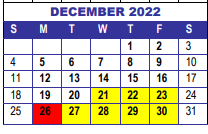 District School Academic Calendar for Interventions Transitional Programs for December 2022