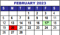 District School Academic Calendar for Interventions Transitional Programs for February 2023