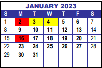 District School Academic Calendar for Pennington Elementary School for January 2023