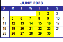 District School Academic Calendar for Welchester Elementary School for June 2023