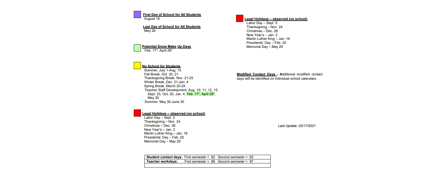 District School Academic Calendar Key for Rocky Mountain Deaf School