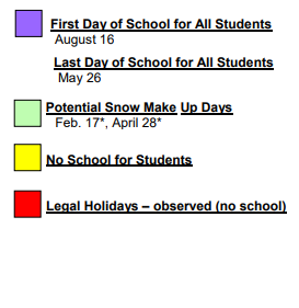 District School Academic Calendar Legend for Arvada Middle School