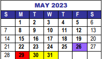 District School Academic Calendar for Witt Elementary School for May 2023