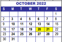 District School Academic Calendar for Hackberry Hill Elementary School for October 2022