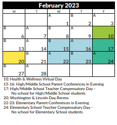 District School Academic Calendar for Oakcrest School for February 2023