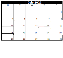 District School Academic Calendar for East Midvale School for July 2022