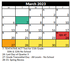 District School Academic Calendar for Jordan Valley School for March 2023