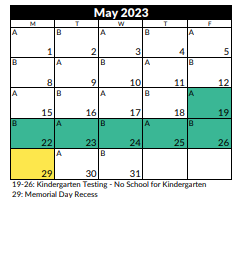 District School Academic Calendar for Park Lane School for May 2023